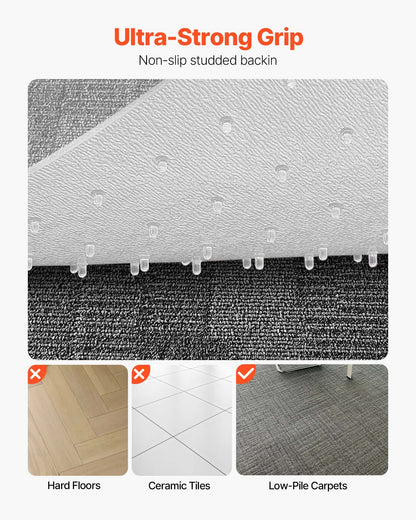 Stuhlmatte, 915 x 1225 mm Bürostuhlmatte für Teppichböden, Kunststoff-Bodenschutzmatte mit Noppen, rutschfest und leicht zu reinigen, leicht zu gleitende Untertischmatte für das Homeoffice (rechteckig)