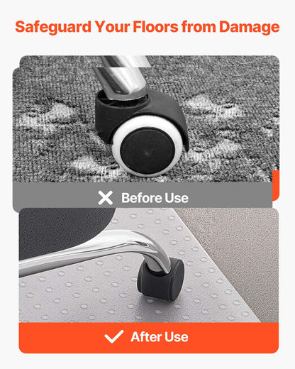 Stuhlmatte, 915 x 1225 mm Bürostuhlmatte für Teppichböden, Kunststoff-Bodenschutzmatte mit Noppen, rutschfest und leicht zu reinigen, leicht zu gleitende Untertischmatte für das Homeoffice (rechteckig)