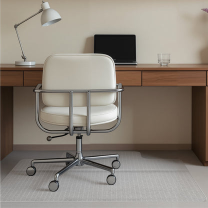 Stuhlmatte mit Rand, 915 x 1225 mm, Bürostuhlmatte für kurzflorige Teppichböden, Kunststoff-Bodenschutzmatte mit Noppen, rutschfest und leicht zu reinigen, leicht zu gleitende Unterlage für Schreibtische im Homeoffice