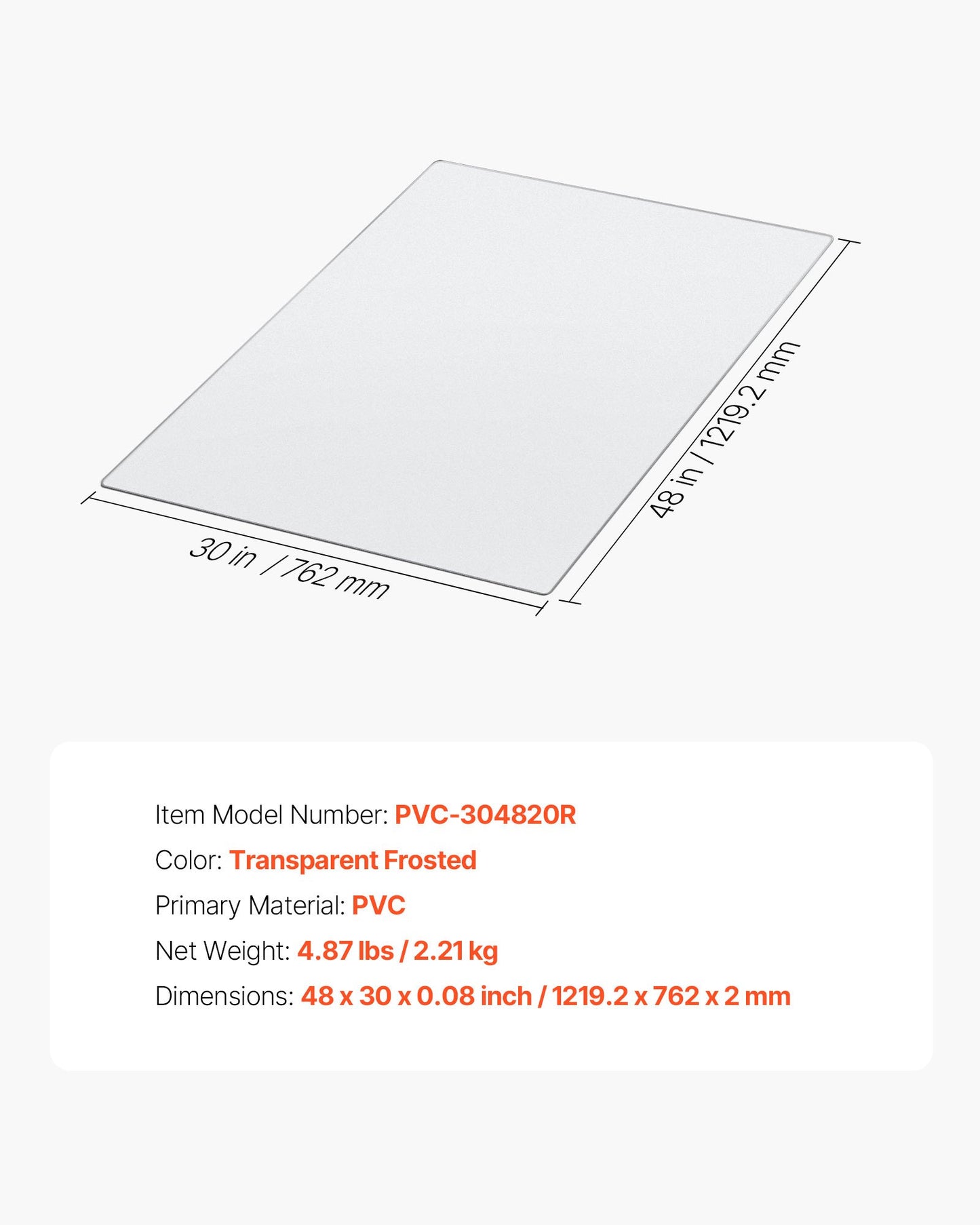 Chair Mat, 765 x 1215 mm Transparent Office Chair Mat for Hard Floors, Floor Protector for Rolling Chairs, Non-Slip & Easy to Clean, Smooth Glide Under Desk Rug for Home Office (Rectangular)