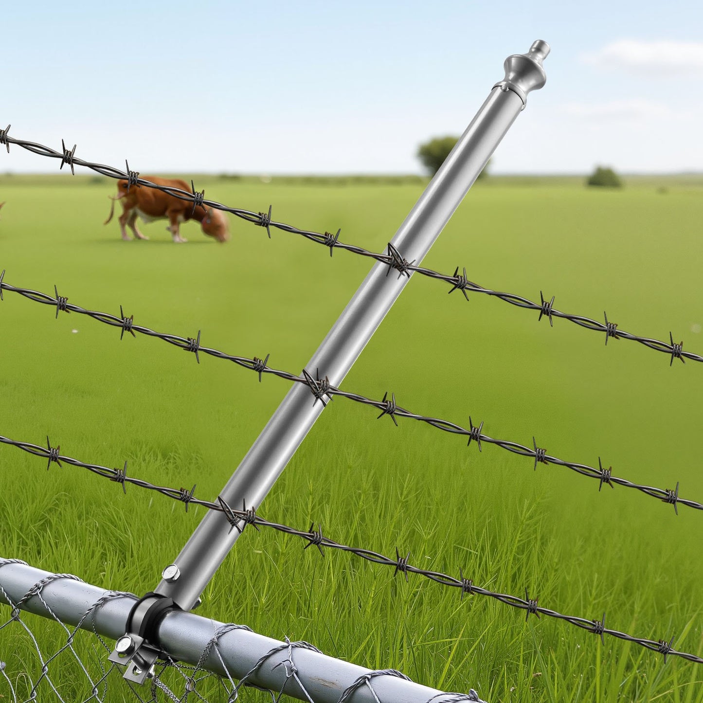 Chain Link Fence Extensions, 18 Packs 695 mm Extension Height, Galvanized Post Extender for 32 to 38 mm Top of Fence, U Bracket, Barbed Wire Extend Arm for Privacy, Prevent Dogs Jumping Out