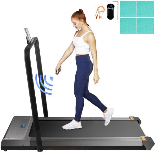 Under Desk Treadmills Working Treadmills For Running, Led Treadmill For Home Running Machine With Remote Control, 1-6.0km/h Speed Portable Slim Treadmill Indoor Exercise(Silver,with Handrail)