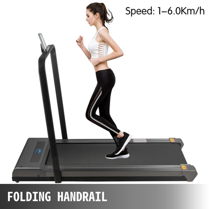 Under Desk Treadmills Working Treadmills For Running, Led Treadmill For Home Running Machine With Remote Control, 1-6.0km/h Speed Portable Slim Treadmill Indoor Exercise(Silver,with Handrail)