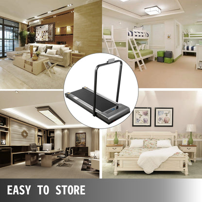 Under Desk Treadmills Working Treadmills For Running, Led Treadmill For Home Running Machine With Remote Control, 1-6.0km/h Speed Portable Slim Treadmill Indoor Exercise(Silver,with Handrail)