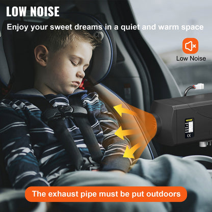 5KW Air Diesel Heater 12V Diesel Parking Heater LCD Switch 5KW Diesel Heater Muffler for RV Motorhome Trailer Trucks BoatsVEVOR