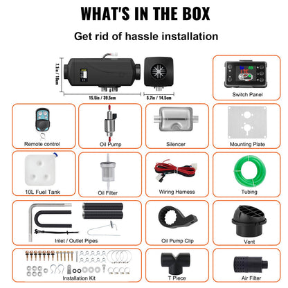 5KW Air Diesel Heater 12V Diesel Parking Heater LCD Switch 5KW Diesel Heater Muffler for RV Motorhome Trailer Trucks BoatsVEVOR