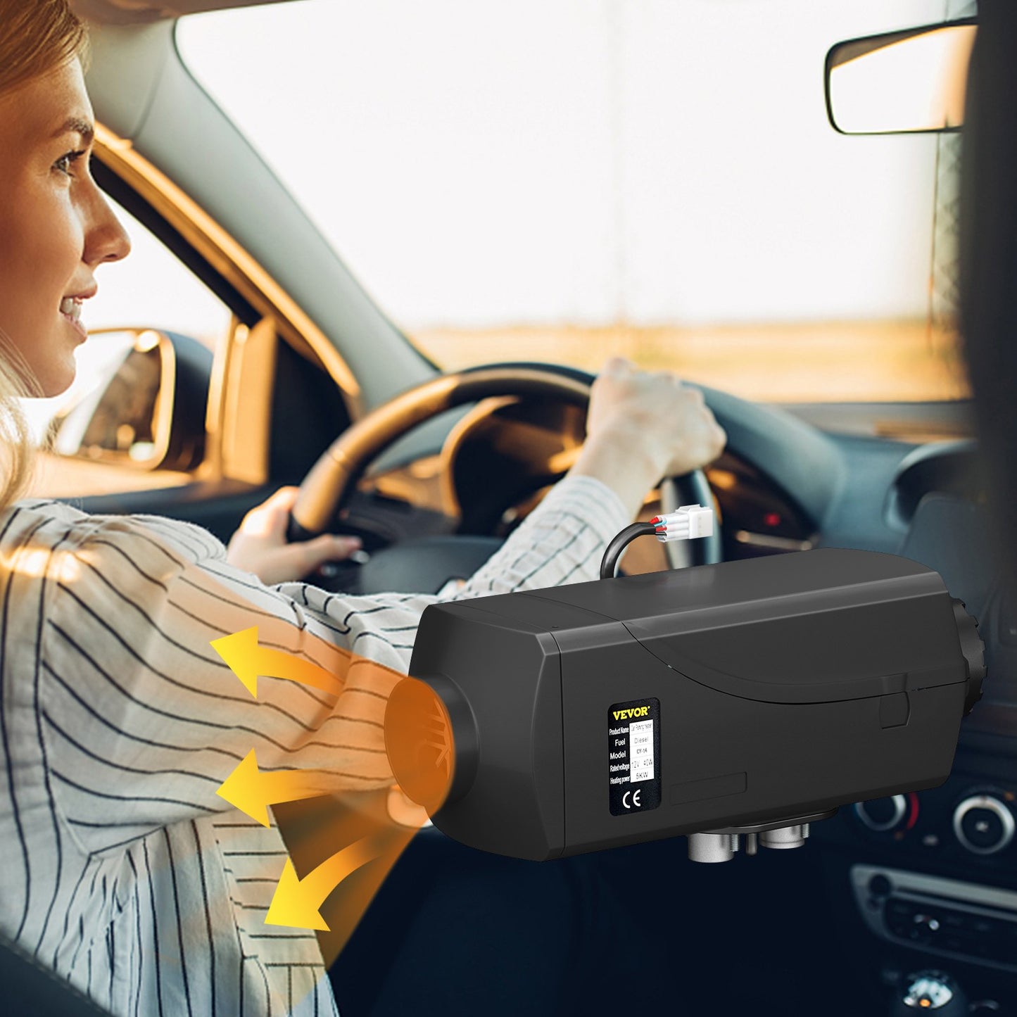 5KW Air Diesel Heater 12V Diesel Parking Heater LCD Switch 5KW Diesel Heater Muffler for RV Motorhome Trailer Trucks BoatsVEVOR