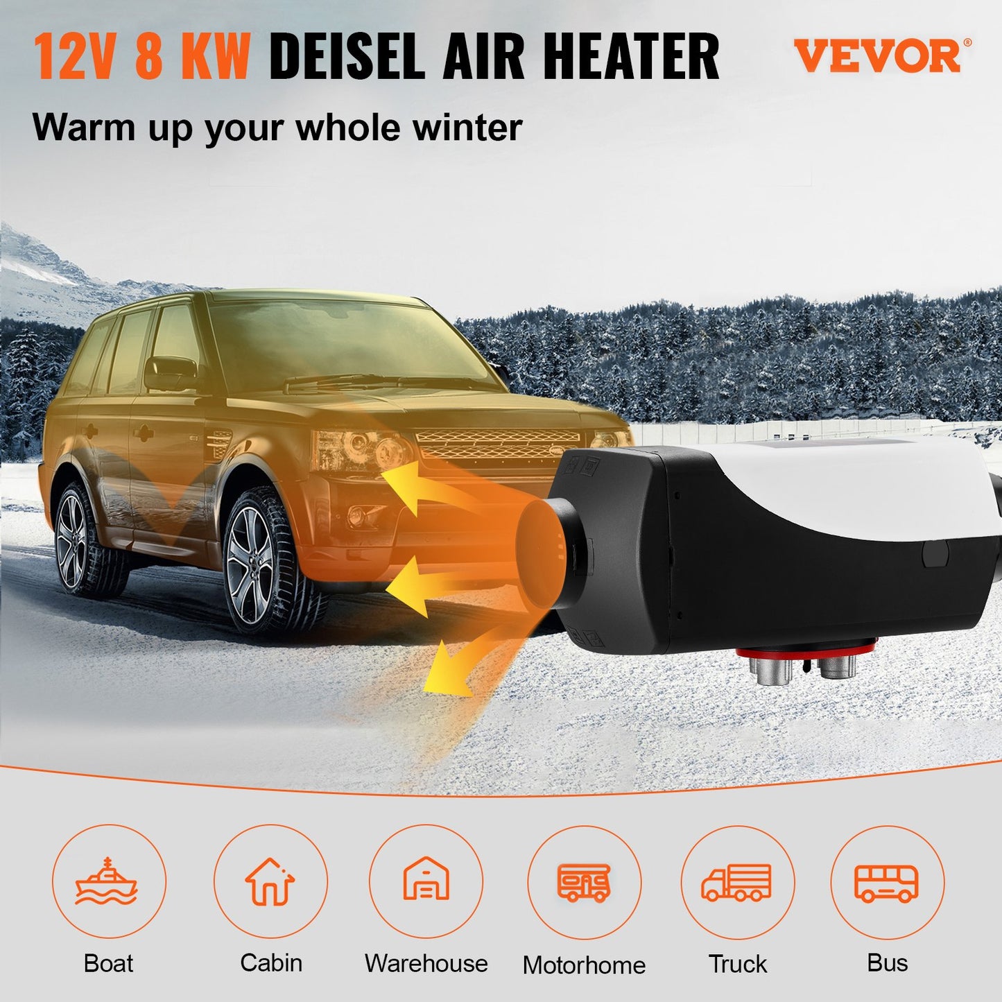 12V Diesel Parking Heater, 8KW Diesel Air Heater, Diesel Air Heater, Air Parking Heater, Air Diesel Heater, Parking Heater for Car RV Boat Truck Camper Bus