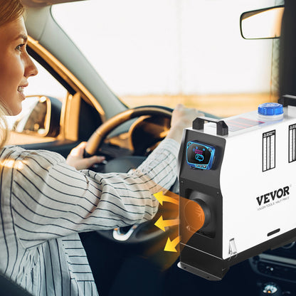 Orange Diesel Air Heater, 8KW Parking Heater, All in 1, 12V Truck Heater, One Air Outlet, with Red LCD Switch, Remote Control, Fast Heating Diesel Heater, For Car, RV Truck, Boat, Campervans, Caravans