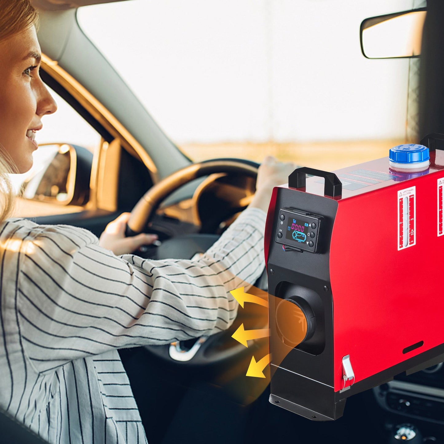 12V 5KW Diesel Heater, All-in-One Air Diesel Heater with LCD Switch & Remote Control,Diesel Air Heater,Parking Heater Muffler,Diesel Heater for Trucks Car Boat Caravan SUV (1 Hole)