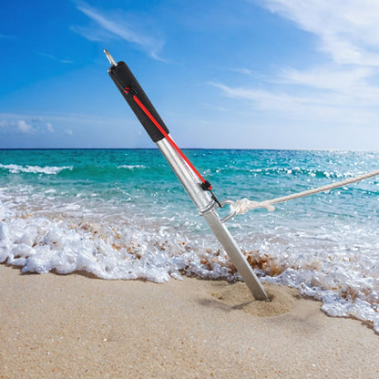 Sand Spike Boat Anchor Pole, 36" Galvanized Carbon Steel Slide Anchor Shore Spike, Self-Hammering Beach Spike Anchor for Small Boat Jetski Pontoon Kayak, with Oxford Storage Bag and Bungee Cord