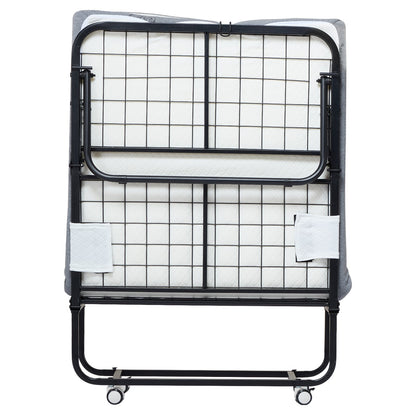 Rollaway Bed, 31 in x 75 in Folding Bed with 5 in Mattress, Twin Size Foldable Bed with Sturdy Metal Frame & Memory Foam Mattress, Portable Twin Roll Away Bed with Mattress, for Adults, Guest