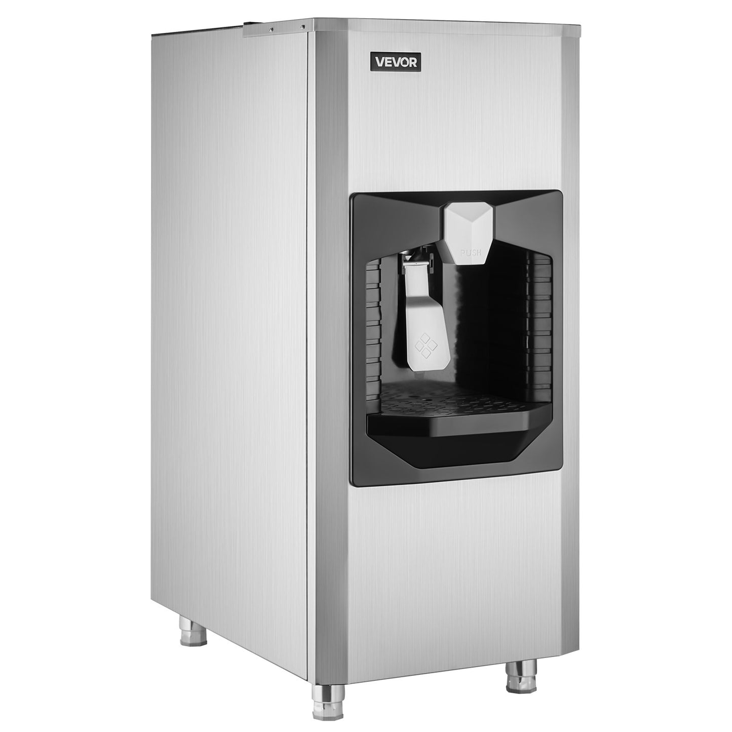 Eisspender, Eisbehälter mit 82 kg Fassungsvermögen, automatische Eisausgabe von 9 kg/min mit Crusher, höhenverstellbare Füße, für gewerbliche Eismaschinen, Restaurants und Hotels