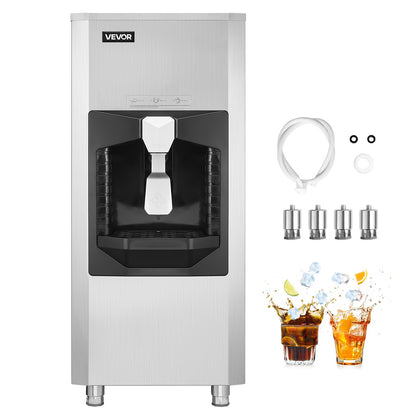 Eisspender, Eisbehälter mit 82 kg Fassungsvermögen, automatische Eisausgabe von 9 kg/min mit Crusher, höhenverstellbare Füße, für gewerbliche Eismaschinen, Restaurants und Hotels