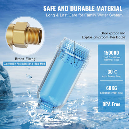 Spin-Down-Filter, 40-Mikron-Hauswasserfilter für Brunnenwasser, 1,9 cm (3/4") GM + 2,5 cm (1") GM + 1,9 cm (3/4") GF, 4 t/h Durchflussrate, für Hauswasserfiltersysteme, Brunnenwasser-Sedimentfilter