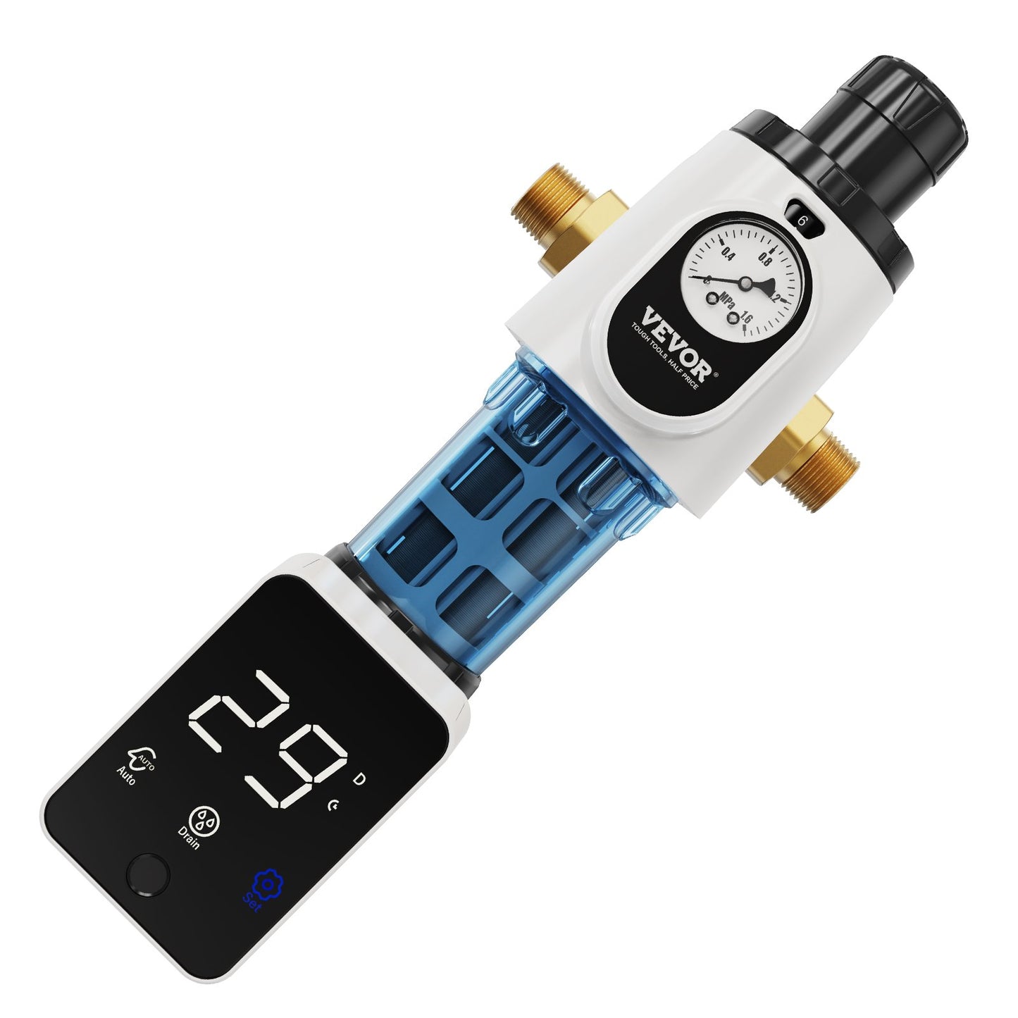 Spin-Down-Filter, 40-Mikron-Hauswasserfilter für Brunnenwasser, 1,9 cm (3/4") GM + 2,5 cm (1") GM + 1,9 cm (3/4") GF, 4 t/h Durchflussrate, für Hauswasserfiltersysteme, Brunnenwasser-Sedimentfilter