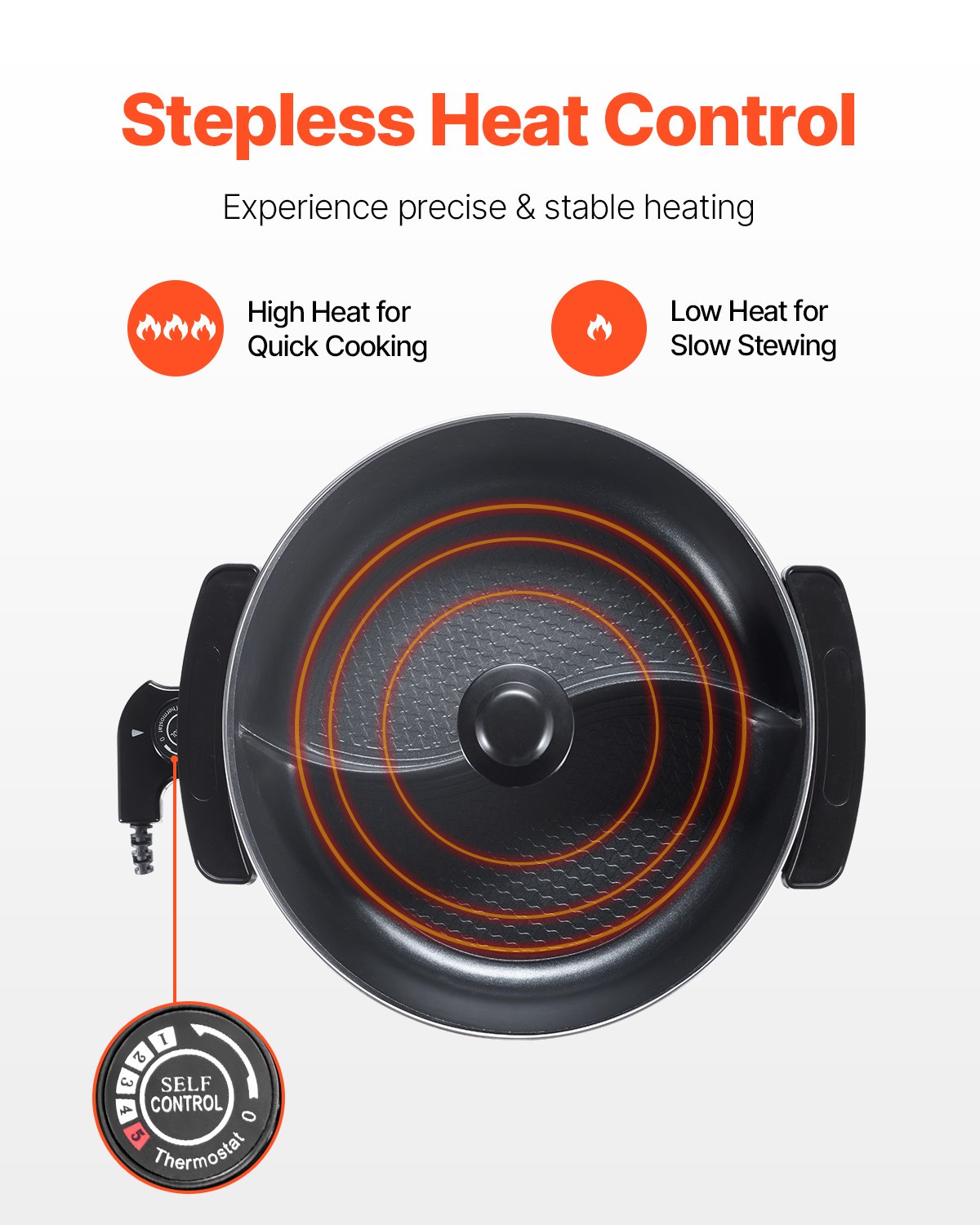 Elektrischer Hot Pot, 1360 W, 5 l, Shabu-Shabu-Topf mit zwei Geschmacksrichtungen, antihaftbeschichtet, mit Trennwand, Glasdeckel, Temperaturregelung, ideal für 6–10 Personen, Familienessen und Partys.