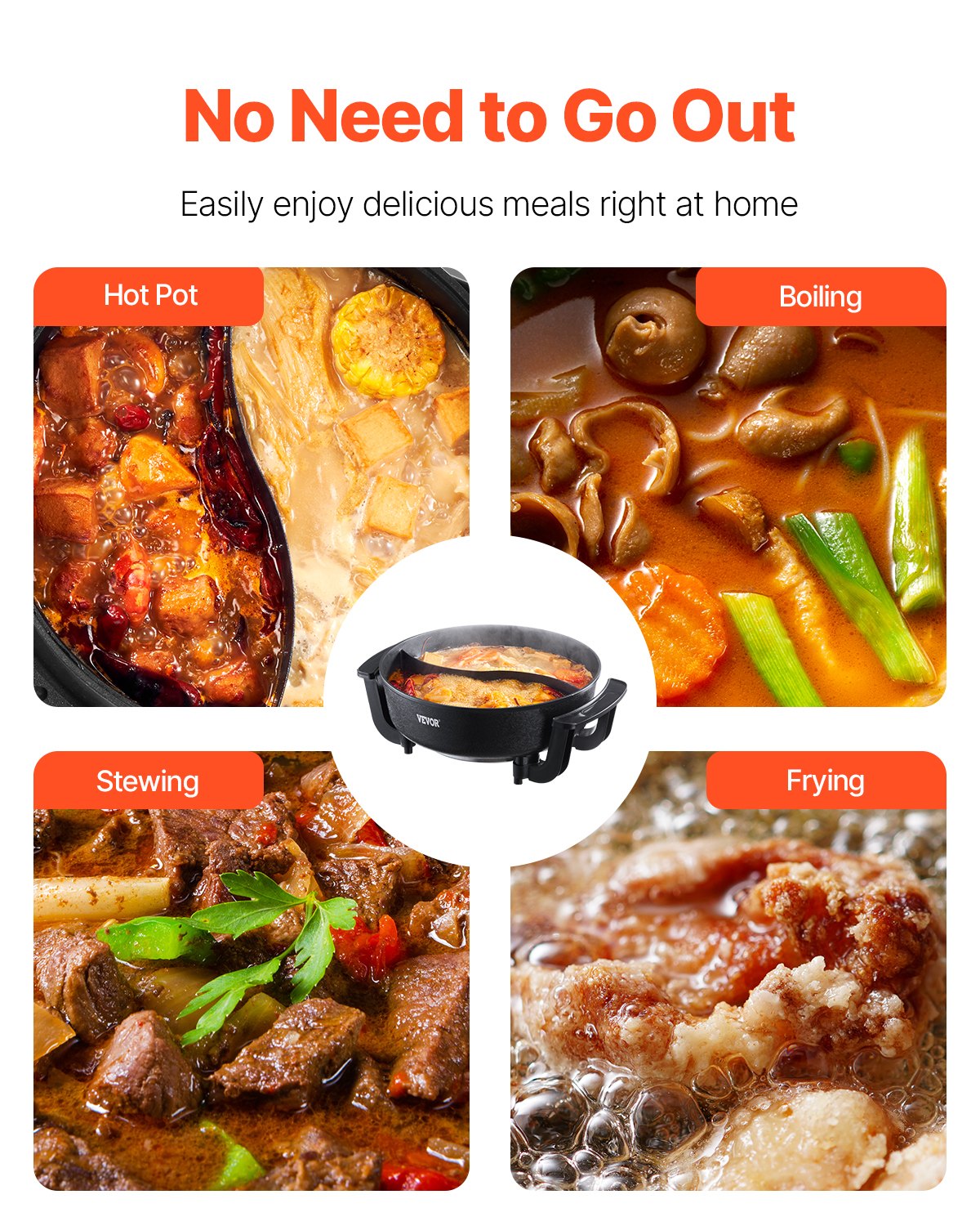 Elektrischer Hot Pot, 1360 W, 5 l, Shabu-Shabu-Topf mit zwei Geschmacksrichtungen, antihaftbeschichtet, mit Trennwand, Glasdeckel, Temperaturregelung, ideal für 6–10 Personen, Familienessen und Partys.