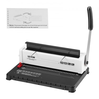 Spiralbindemaschine, manuelle Buchbindemaschine mit 34 Löchern für 120 Blatt, Locher, einstellbar für Spiralbindungen von 4,76 mm bis 14,29 mm, für Letter-, A4- und A5-Formate.