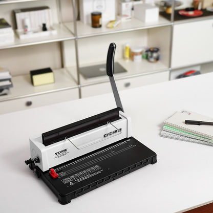 Spiralbindemaschine, manuelle Buchbindemaschine mit 34 Löchern für 120 Blatt, Locher, einstellbar für Spiralbindungen von 4,76 mm bis 14,29 mm, für Letter-, A4- und A5-Formate.