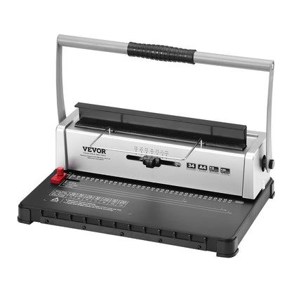 Spiralbindemaschine, manuelle Buchbindemaschine mit 34 Löchern für 120 Blatt, Locher mit einstellbaren Spiralbindungen (3/16" - 9/16") und Seitenrand, für Letter-, A4- und A5-Formate.