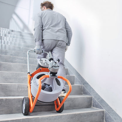 Abflussreinigungsmaschine 30,5 m x 9,5 mm mit automatischem Vorschub, Rädern und 8 Schneidmessern