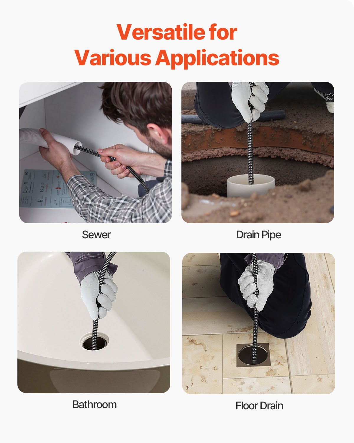 Elektrische Rohrreinigungsmaschine, 15,24 m x 1,27 cm, automatischer Vorschub