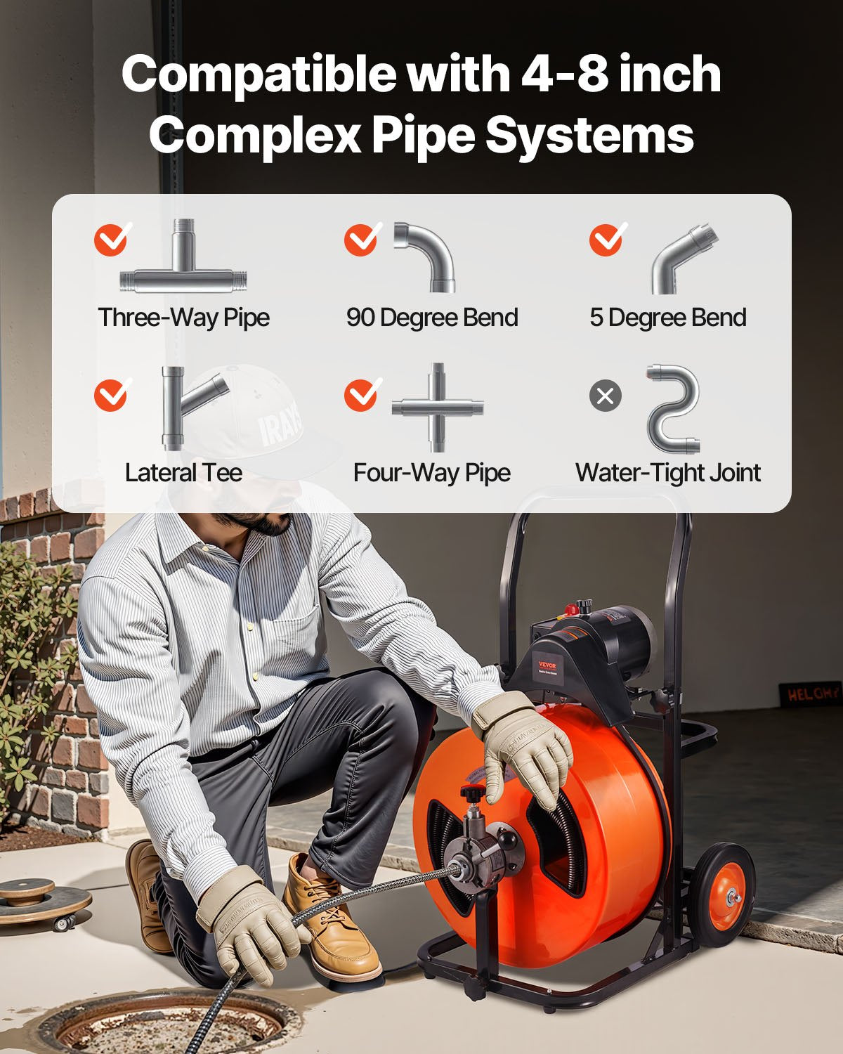 Elektrische Rohrreinigungsmaschine mit Spirale, 30,5 m x 19 mm, automatischer Vorschub