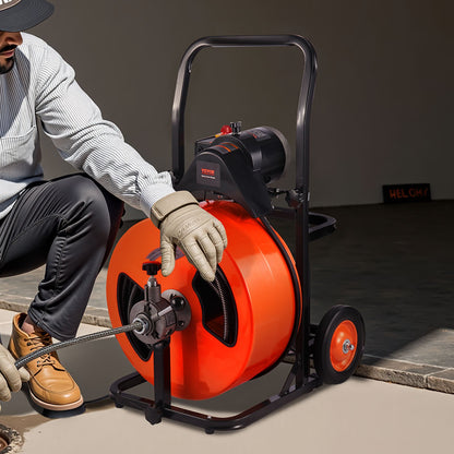 Elektrische Rohrreinigungsmaschine mit Spirale, 30,5 m x 19 mm, automatischer Vorschub