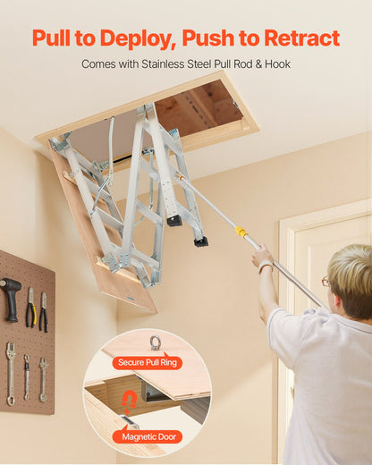 Dachbodentreppe, Tragkraft 170 kg, höhenverstellbar von 3 bis 3,13 m, vielseitig einsetzbare, faltbare Aluminium-Dachbodentreppe, geeignet für Deckenhöhen von 2,34 bis 3,12 m für bequemen Zugang