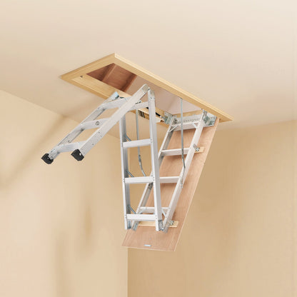 Dachbodentreppe, Tragkraft 170 kg, höhenverstellbar von 3 bis 3,13 m, vielseitig einsetzbare, faltbare Aluminium-Dachbodentreppe, geeignet für Deckenhöhen von 2,34 bis 3,12 m für bequemen Zugang