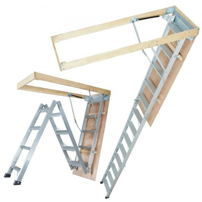 Attic Ladder Foldable, 158.8 kg Capacity, 57.15 cm x 160 cm, Multi-Purpose Aluminium Extension, Lightweight and Portable, Fits 2.9m-3.7m Ceiling Heights, Convenient Access to Your Attic Standard
