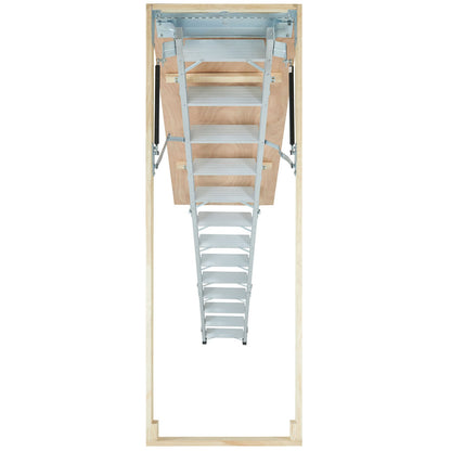 Attic Ladder Foldable, 158.8 kg Capacity, 57.15 cm x 160 cm, Multi-Purpose Aluminium Extension, Lightweight and Portable, Fits 2.9m-3.7m Ceiling Heights, Convenient Access to Your Attic Standard