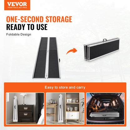 Tragbare Rollstuhlrampe, 304,8 cm, Tragkraft 363 kg, rutschfeste, faltbare Aluminium-Schwellenrampe, faltbare Rampe für Elektromobile und Rollstühle, Rampe für Menschen mit Behinderungen im Haushalt, Treppen, Türrahmen und Bordsteinkanten