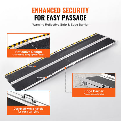 Tragbare Rollstuhlrampe, 304,8 cm, Tragkraft 363 kg, rutschfeste, faltbare Aluminium-Schwellenrampe, faltbare Rampe für Elektromobile und Rollstühle, Rampe für Menschen mit Behinderungen im Haushalt, Treppen, Türrahmen und Bordsteinkanten