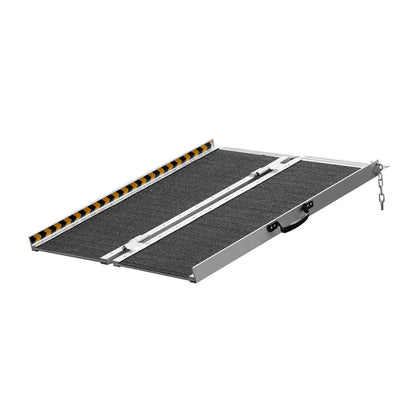 Tragbare Rollstuhlrampe, 61 cm, Tragkraft 362,9 kg, rutschfeste, faltbare Aluminium-Schwellenrampe, faltbare Rampe für Elektromobile, Rollstuhlrampe, Behindertenrampe für Treppen, Türen und Bordsteine ​​im Haus