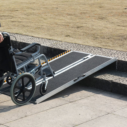 Tragbare Rollstuhlrampe, 121,9 cm, Tragkraft 362,9 kg, rutschfeste, faltbare Aluminium-Schwellenrampe, faltbare Rampe für Elektromobile und Rollstühle, Rampe für Menschen mit Behinderungen im Haus, Treppen, Türrahmen und Bordsteinkanten