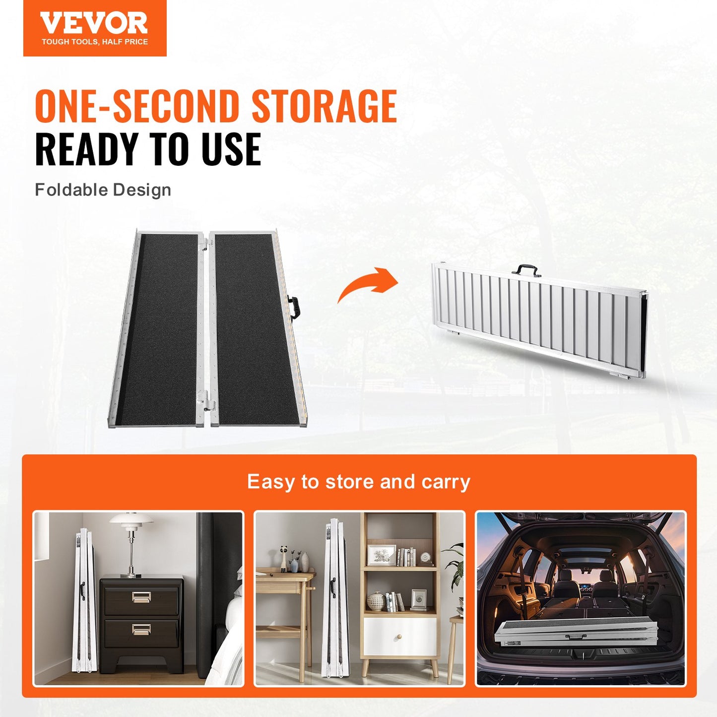 Tragbare Rollstuhlrampe, 182,9 cm, Tragkraft 362,9 kg, rutschfeste, faltbare Aluminium-Schwellenrampe, faltbare Rampe für Elektromobile und Rollstühle, Rampe für Menschen mit Behinderungen im Haus, Treppen, Türrahmen und Bordsteinkanten