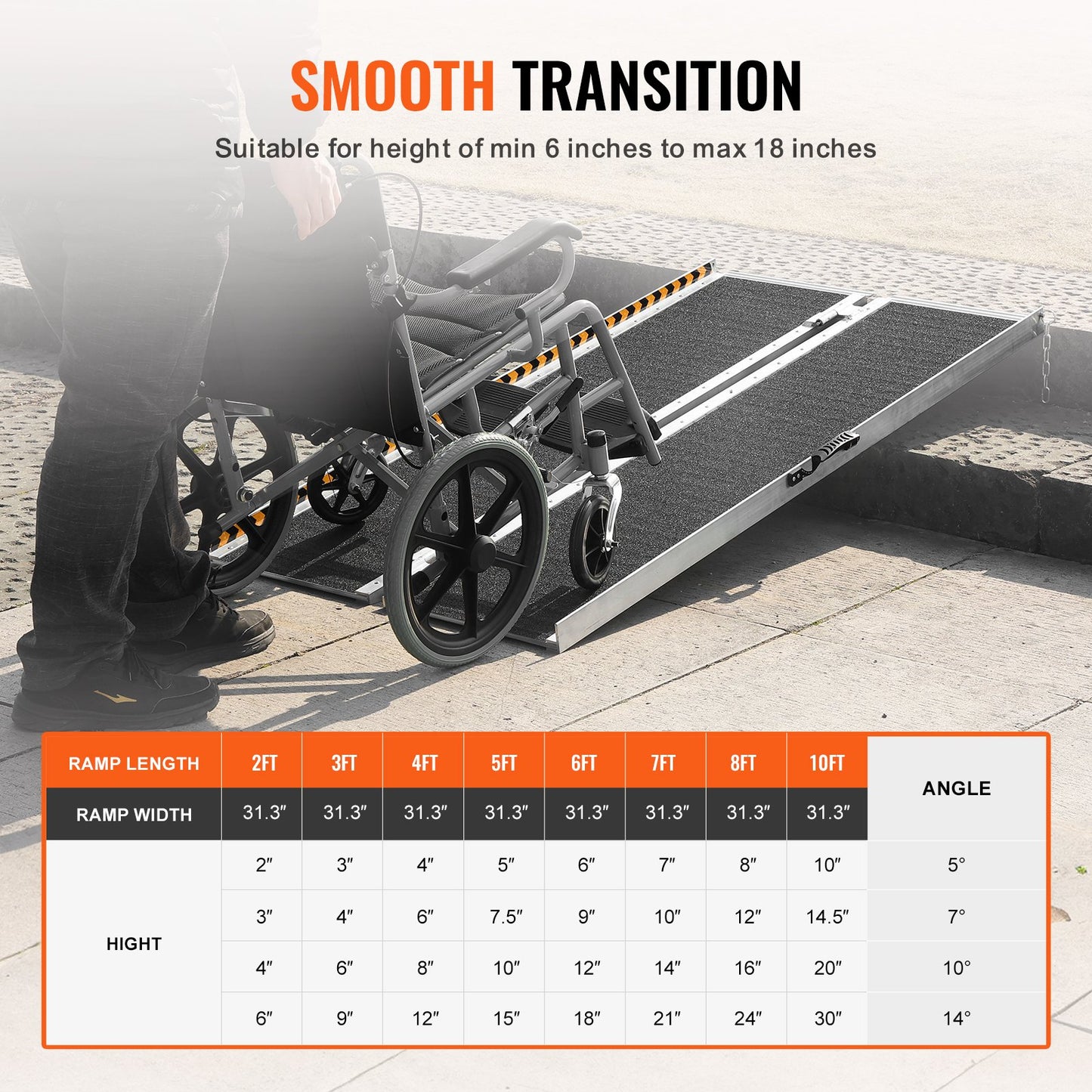 Tragbare Rollstuhlrampe, 182,9 cm, Tragkraft 362,9 kg, rutschfeste, faltbare Aluminium-Schwellenrampe, faltbare Rampe für Elektromobile und Rollstühle, Rampe für Menschen mit Behinderungen im Haus, Treppen, Türrahmen und Bordsteinkanten
