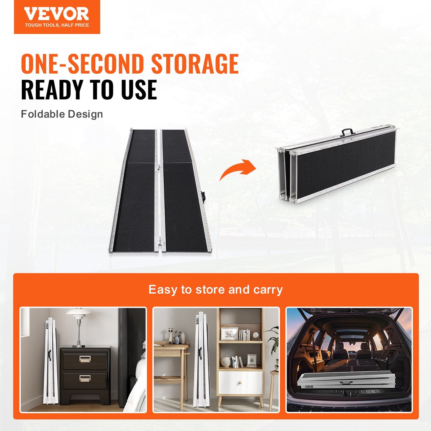 Tragbare Rollstuhlrampe, 243,8 cm, Tragkraft 363 kg, rutschfeste, faltbare Aluminium-Schwellenrampe, faltbare Rampe für Elektromobile und Rollstühle, Rampe für Menschen mit Behinderungen im Haushalt (Treppen, Stufen, Türen, Bordsteine)