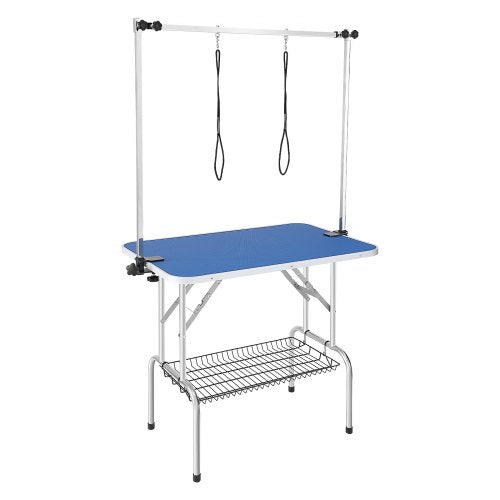 Pet Grooming Table Two Arms with Clamp, 915 x 610mm Dog Grooming Station, Foldable Pets Grooming Stand for Medium and Small Dogs, Free Two No Sit Haunch Holder with Grooming Loop, Bearing 150kg
