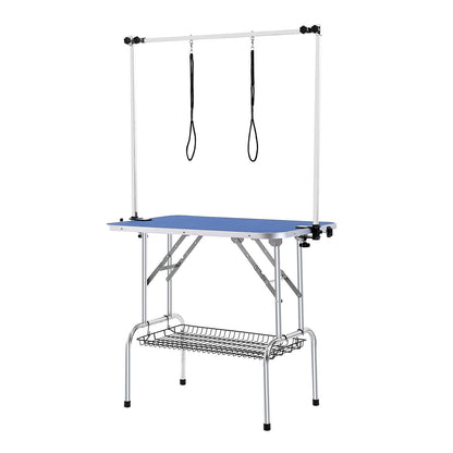 Pet Grooming Table Two Arms with Clamp, 915 x 610mm Dog Grooming Station, Foldable Pets Grooming Stand for Medium and Small Dogs, Free Two No Sit Haunch Holder with Grooming Loop, Bearing 150kg