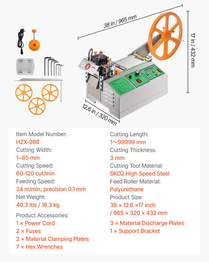 Automatic Webbing Cutting Machine, Hot and Cold Ribbon Cutting Machine with Adjustable Temperature and LCD Display, Zipper Tapes Cutter for Nylon Webbing, Elastic Bands, Shoelaces