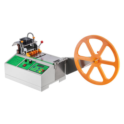 Automatic Webbing Cutting Machine, Hot and Cold Ribbon Cutting Machine with Adjustable Temperature and LCD Display, Zipper Tapes Cutter for Nylon Webbing, Elastic Bands, Shoelaces
