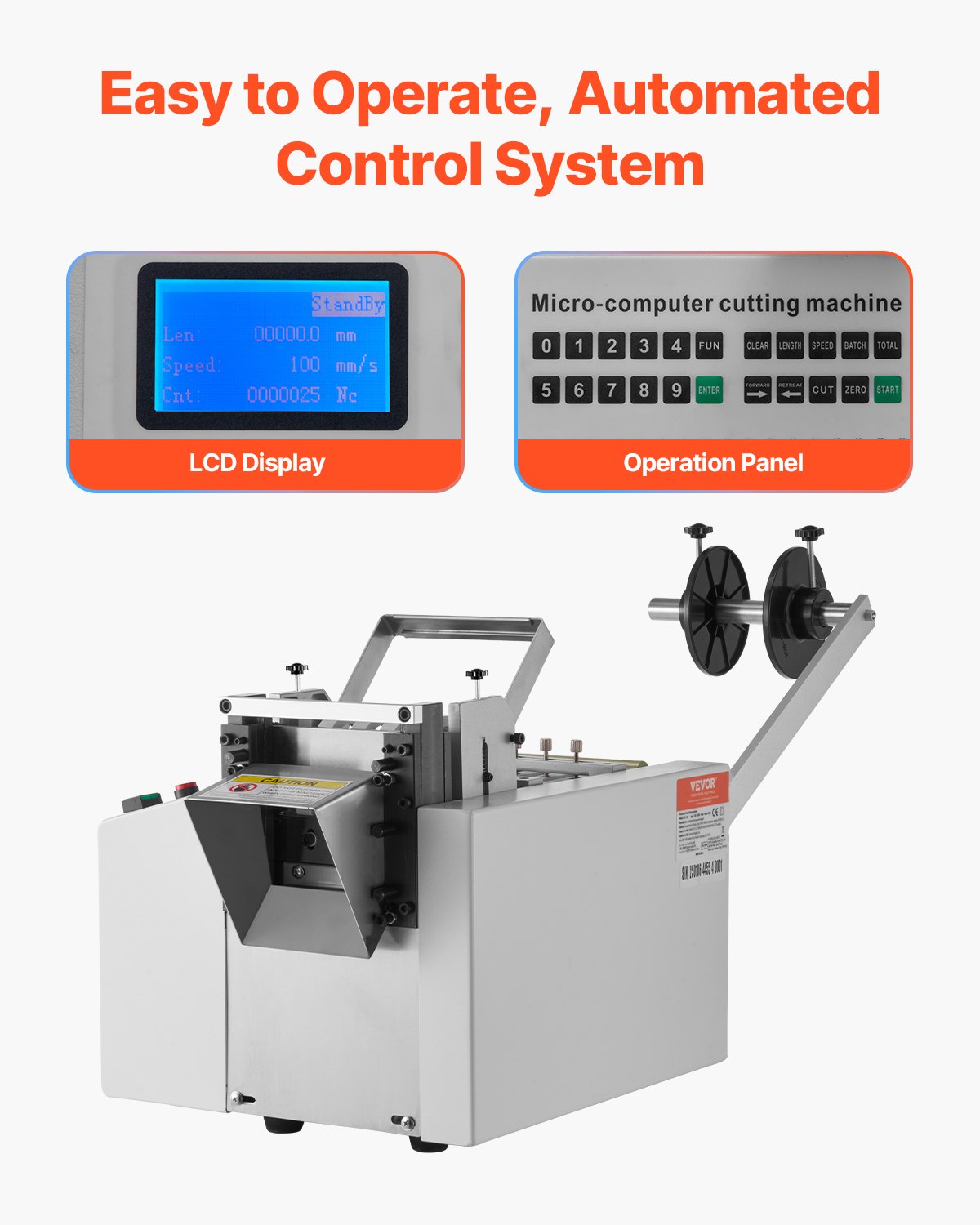 Automatischer Schrumpfschlauchschneider, Kabelrohrschneidemaschine mit 1 mm–85 mm Schnittbreite, 0,1 mm–99999,9 mm Schnittlänge, automatischer Schlauchschneider für Schrumpfschläuche, Glasfaserschläuche, Kabel, gelbe Wachsschläuche