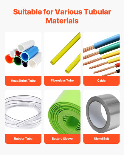 Automatischer Schrumpfschlauchschneider, Kabelrohrschneidemaschine mit 1 mm–85 mm Schnittbreite, 0,1 mm–99999,9 mm Schnittlänge, automatischer Schlauchschneider für Schrumpfschläuche, Glasfaserschläuche, Kabel, gelbe Wachsschläuche