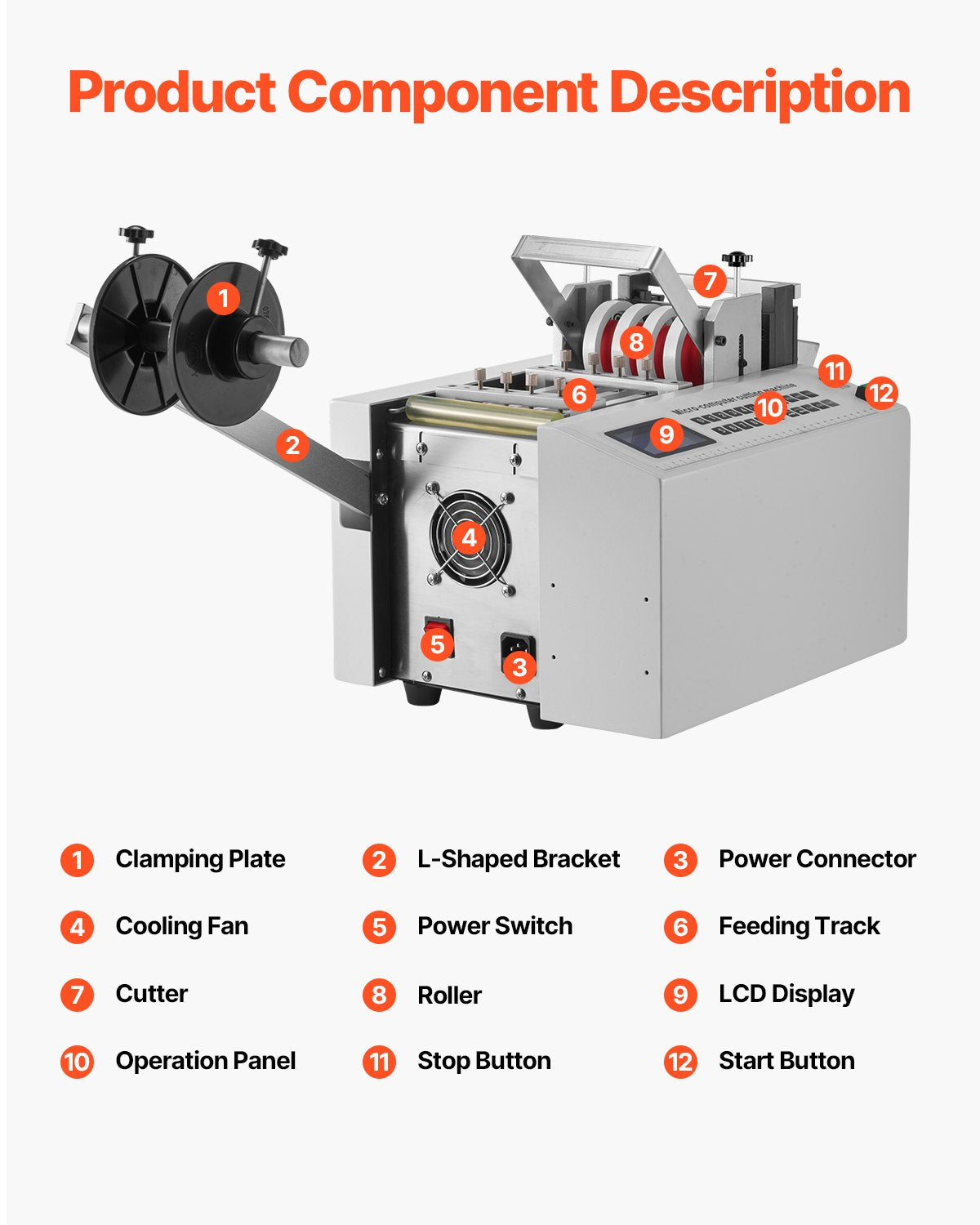 Automatischer Schrumpfschlauchschneider, Kabelrohrschneidemaschine mit 1 mm–85 mm Schnittbreite, 0,1 mm–99999,9 mm Schnittlänge, automatischer Schlauchschneider für Schrumpfschläuche, Glasfaserschläuche, Kabel, gelbe Wachsschläuche