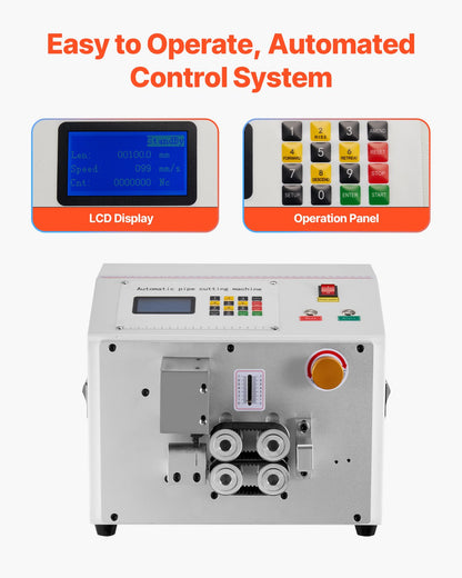 Automatischer Schrumpfschlauchschneider, Rohrschneidemaschine mit LCD-Display, Schnittdurchmesser 1–20 mm, Schnittlänge 0,1–99999,9 mm, ideal für PVC-, PE-, Silikon- und Weichwasserschläuche