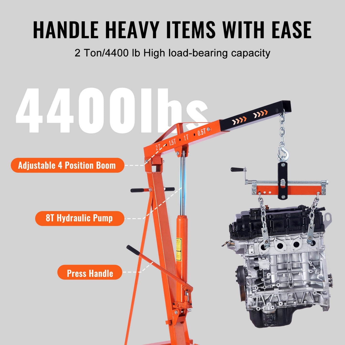 Engine Hoist Leveler 1995.9 kg / 2 Ton Cherry Picker Shop Crane Load Lift Tool