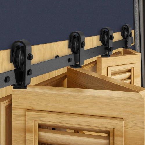 Bi-Folding Sliding Barn Door Hardware Track Kit, 52" Top Mount Track Kit, Slide Smoothly & Quietly, Heavy Duty, Easy to Install, Suitable for Four 12" Closet Pantry Laundry Doors (Not Included)